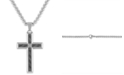 Macy's Men's Diamond Accent Gray Carbon Fiber Cross 24" Pendant in Stainless Steel